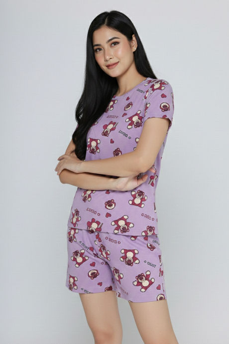 Zivame Toy Story Knit Cotton Sleep Short Set - Orchid Bloom — image 4